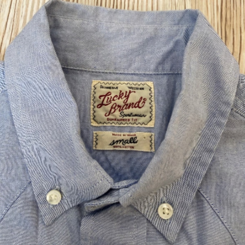 Men's lucky brand blue Long sleeve button up size small - Picture 3 of 4